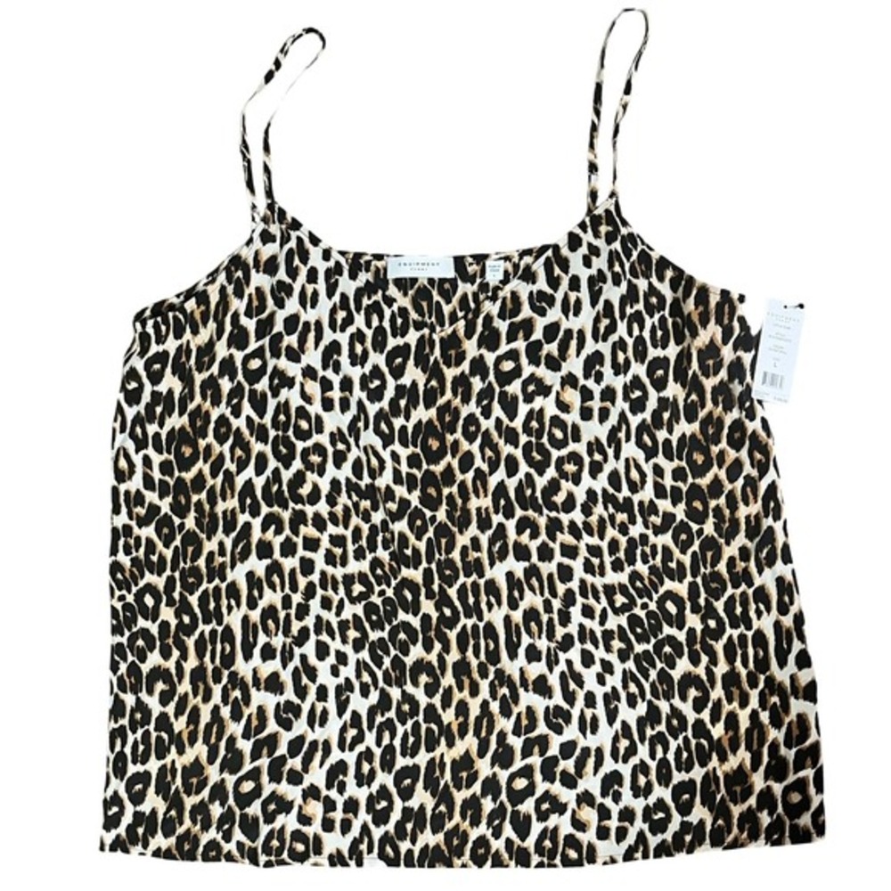 EQUIPMENT FEMME Layla Cami Top‎ Size L Leopard Print 100% Silk Sleeveless Tank